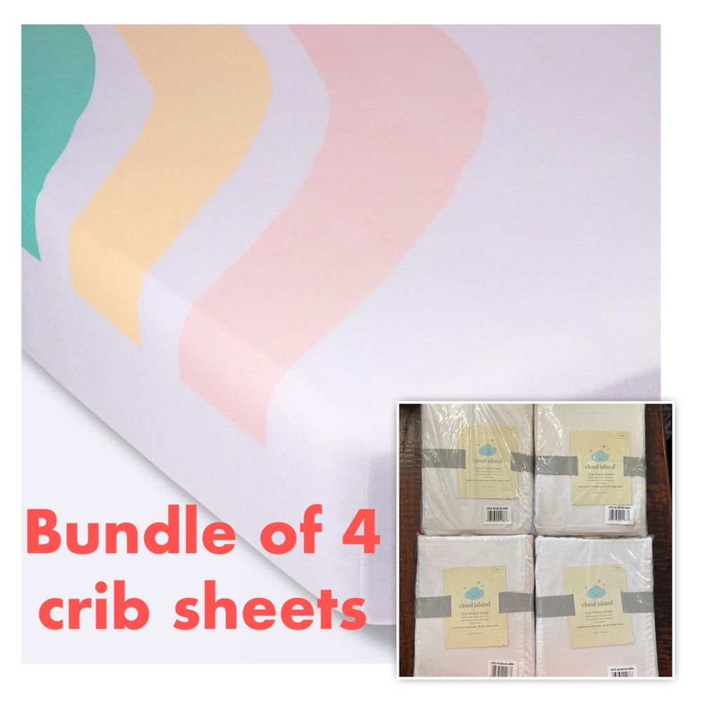 NEW! Cloud Island crib sheet bundle (4 sheets) - large rainbow print